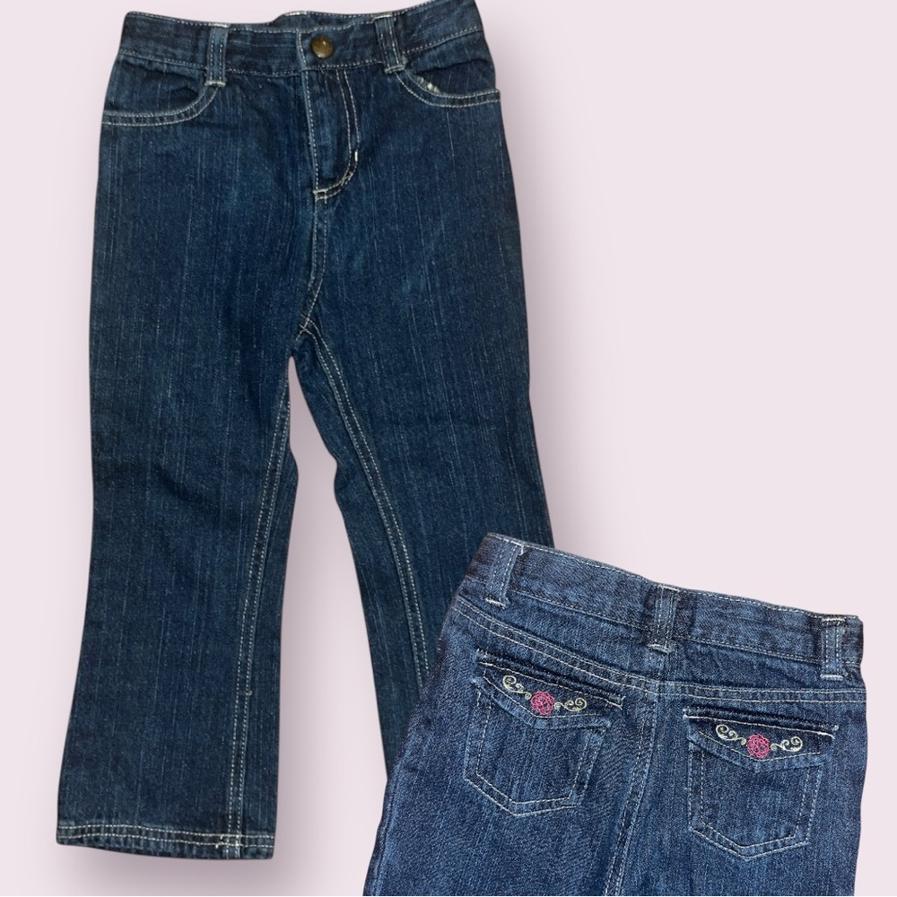 Vintage Disney Princess toddler‎ jeans w rose and scroll embroidered pockets 4T